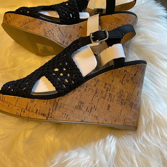 NWT-So brand black cork wedges size 9 - Picture 3 of 9